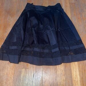 Amanda & Chelsea Full A Line Skirt Knee Length Black With Lace Stripes Size 8